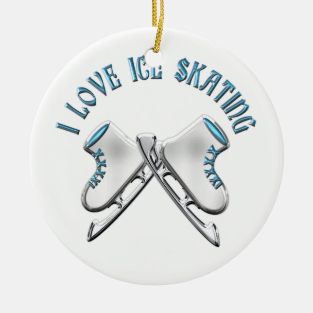 I Love Ice Skating Ceramic Ornament (Front)