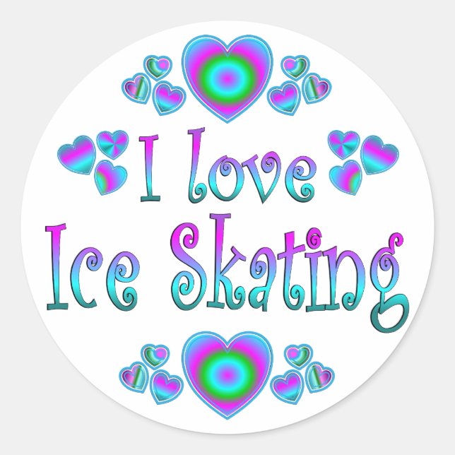 I Love Ice Skating Classic Round Sticker (Front)