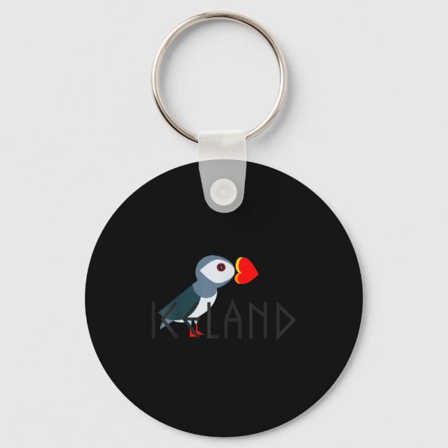I Love Iceland Puffin Icelandic Gift  Keychain (Front)