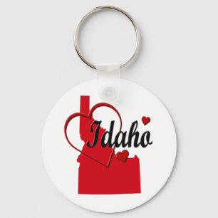 I Love Idaho Hearts Map Keychain