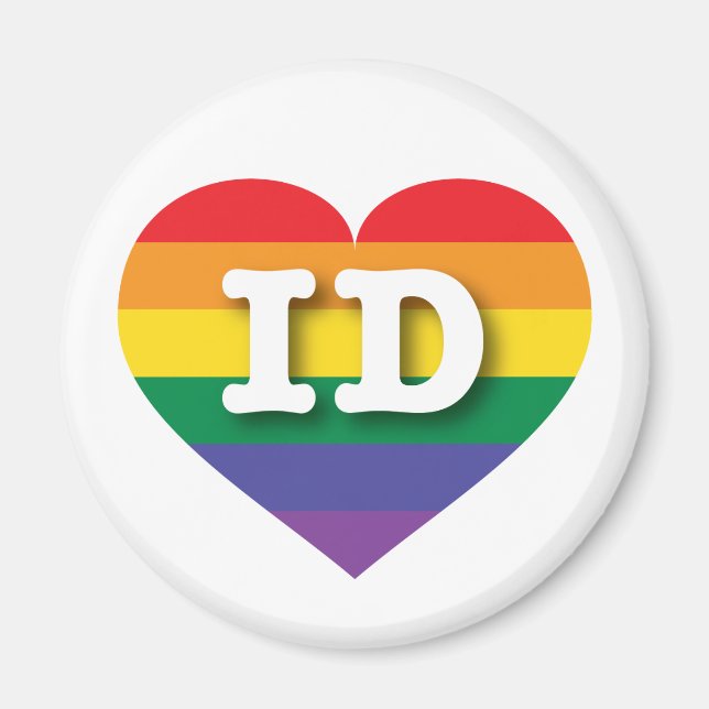I Love Idaho Rainbow Heart Magnet (Front)