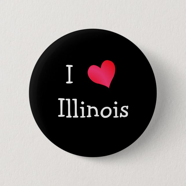 I Love Illinois 2 Inch Round Button (Front)