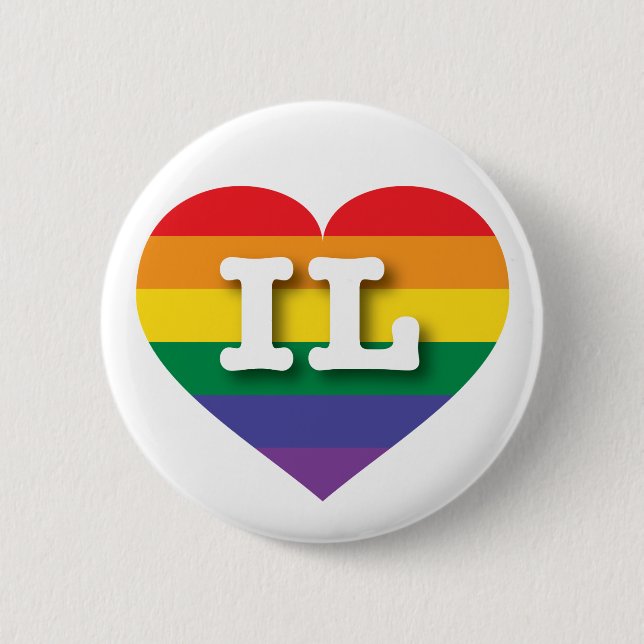 I Love Illinois Rainbow Heart 2 Inch Round Button (Front)