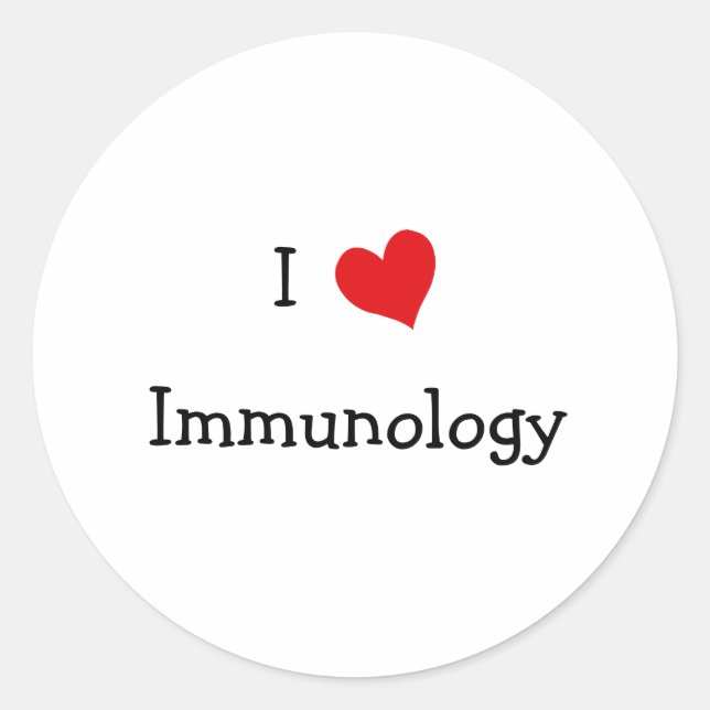 I Love Immunology Classic Round Sticker (Front)