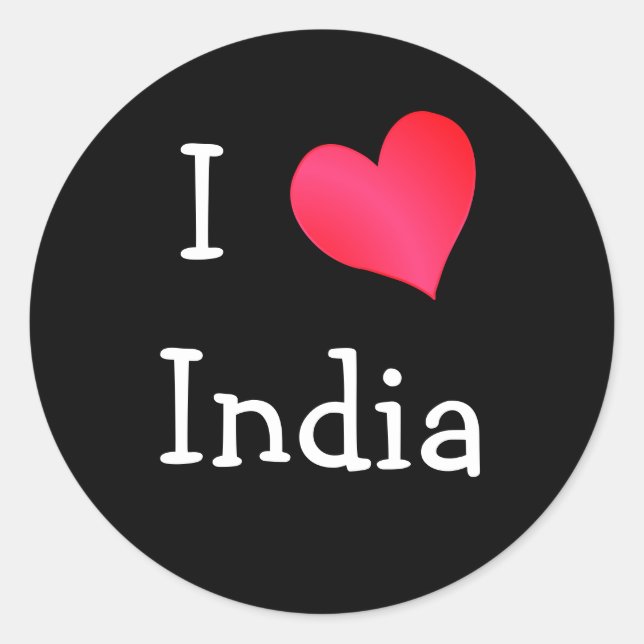 I Love India Classic Round Sticker (Front)