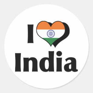 I Love India Flag Classic Round Sticker