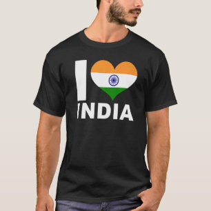 I Love India Heart Flag India T-Shirt