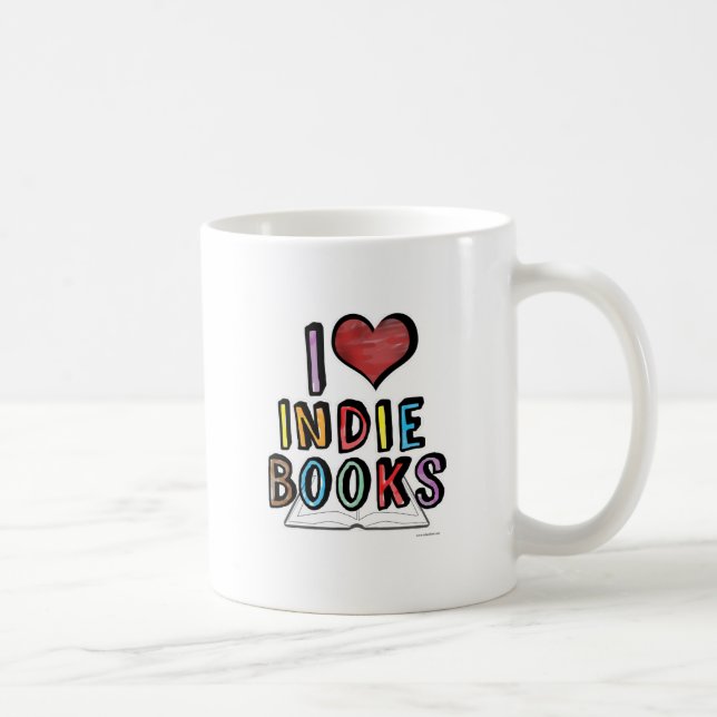 I Love Indie Books Cool Reader Slogan Coffee Mug (Right)
