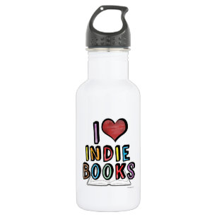I Love Indie Books Fun Cool Authors Design 532 Ml Water Bottle