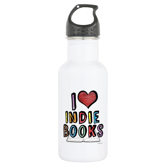 I Love Indie Books Fun Cool Authors Design 532 Ml Water Bottle (Front)