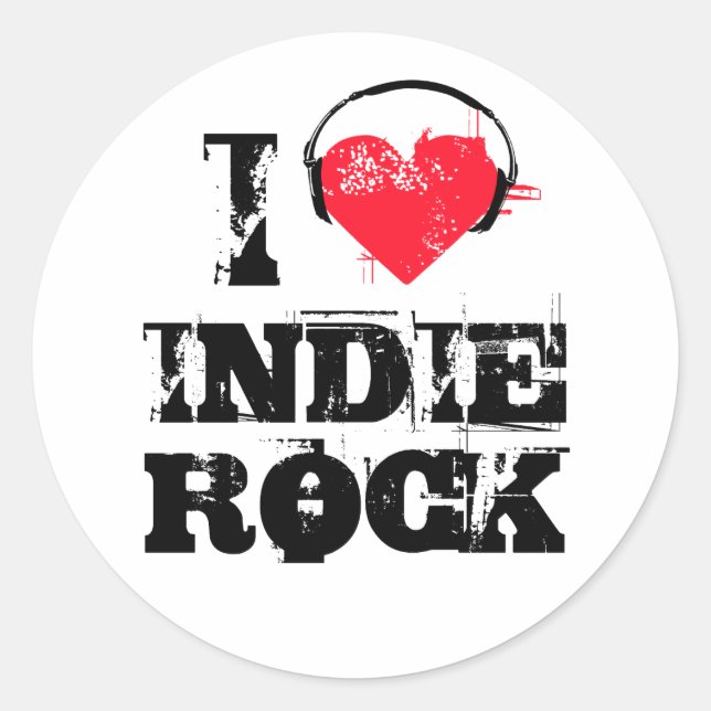 I love indie rock classic round sticker (Front)