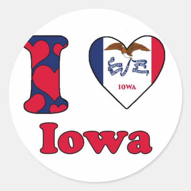 I love Iowa Classic Round Sticker (Front)
