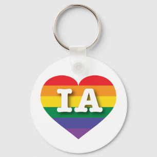 I Love Iowa Rainbow Heart Keychain