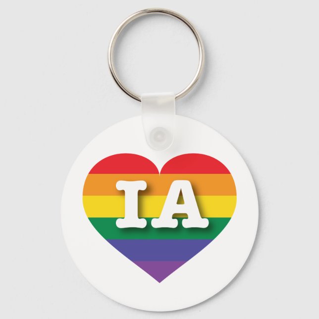 I Love Iowa Rainbow Heart Keychain (Front)