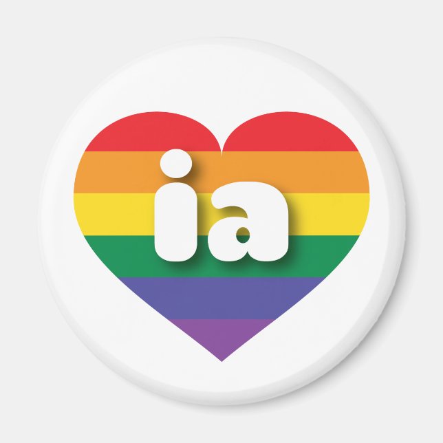 I Love Iowa Rainbow Heart Magnet (Front)