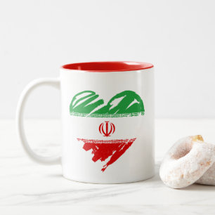 I Love Iran - Iranian Flag Heart Shape Two-Tone Coffee Mug