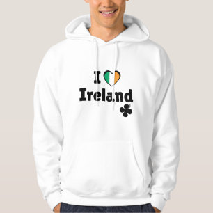 I Love Ireland Irish Flag Heart & Shamrock (Black) Hoodie
