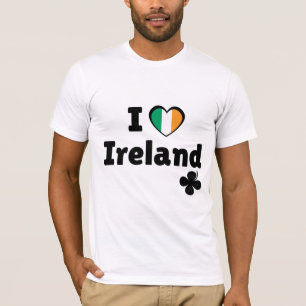 I Love Ireland Irish Flag Heart & Shamrock (Black) T-Shirt