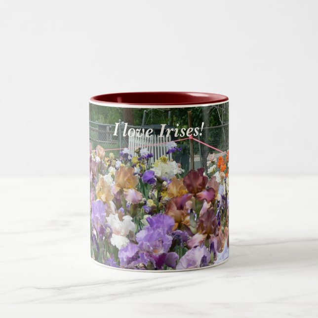 I love Irises! Two-Tone Coffee Mug (Center)