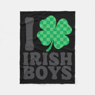I Love Irish Boys Funny Shamrock St Patricks Day T Fleece Blanket