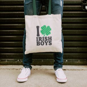 I Love Irish Boys Funny Shamrock St Patricks Day Tote Bag