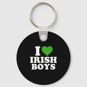 I Love Irish Boys Funny St Patrick's Day Heart Keychain