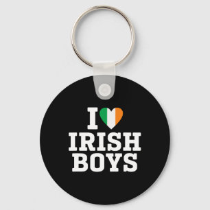 I Love Irish Boys Ireland Flag Heart St Patricks D Keychain