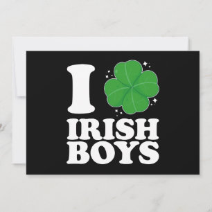 I Love Irish Boys Shamrock Heart St Patrick's Day Invitation