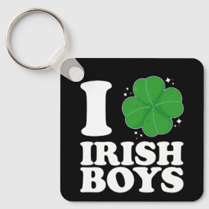 I Love Irish Boys Shamrock Heart St Patrick's Day Keychain