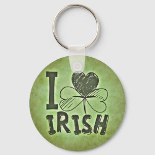 I Love Irish Button Keychain