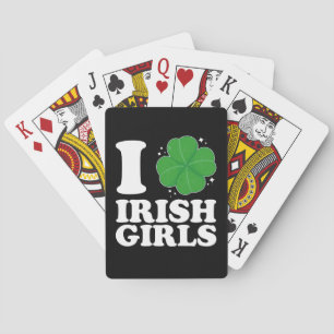 I Love Irish Girls Shamrock Heart St Patrick's Day Playing Cards
