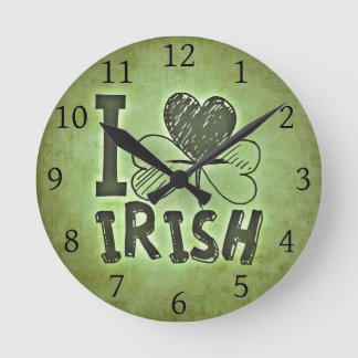 I Love Irish Round Clock