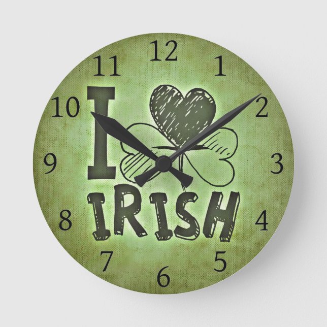I Love Irish Round Clock (Front)
