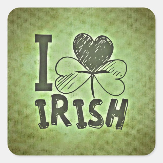I Love Irish Square Sticker (Front)