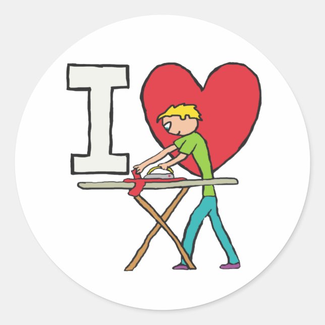 I Love Ironing Classic Round Sticker (Front)