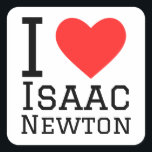 I love Isaac Newton Square Sticker<br><div class="desc">I love Isaac Newton, for physics lovers</div>