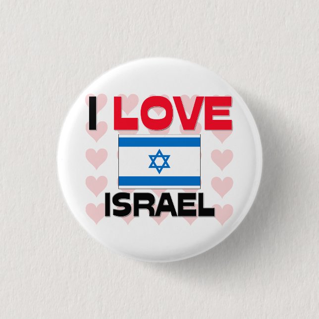I Love Israel 1 Inch Round Button (Front)
