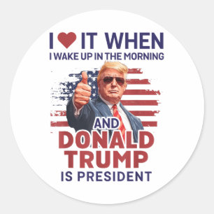 I Love It When I Wake Up And Trump Is President Fu Classic Round Sticker