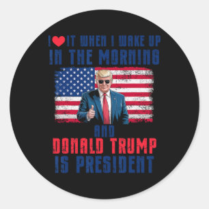 I Love It When I Wake Up And Trump Is President Fu Classic Round Sticker
