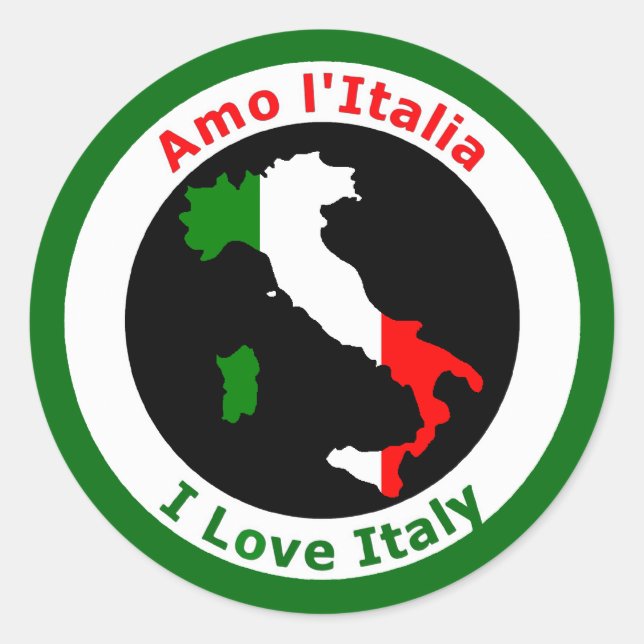 I LOVE ITALY CLASSIC ROUND STICKER (Front)