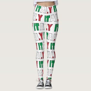 I Love Italy Flag Colours Typography Pattern Funny Leggings