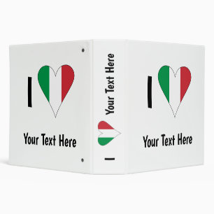 I Love (Italy Flag Heart) Your Text Binder