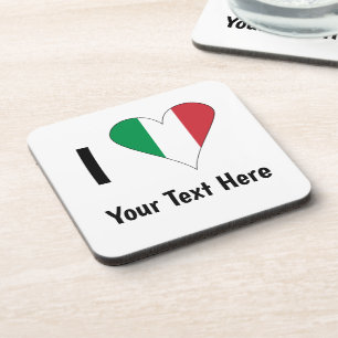 I Love (Italy Flag Heart) Your Text Coaster