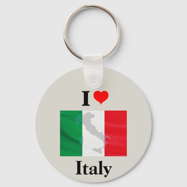 I Love Italy Flag Map Keychain (Front)
