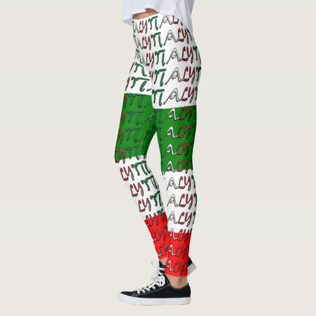 I Love Italy Italian Flag Colours Typography Funny Leggings (Left)
