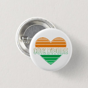 I Love Ivory Coast, Côte d'Ivoire Heart 1 Inch Round Button