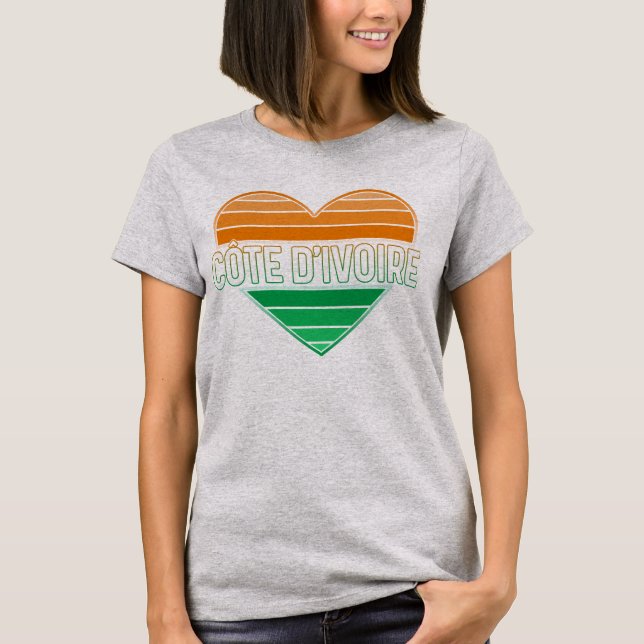 I Love Ivory Coast, Côte d'Ivoire Heart T-Shirt (Front)