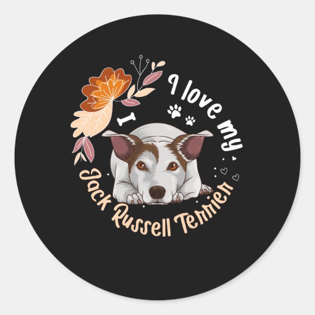I Love Jack Russell Terrier Dog Gift Classic Round Sticker (Front)
