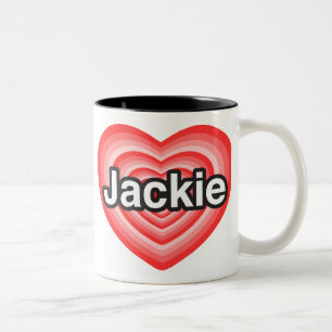 I love Jackie. I love you Jackie. Heart Two-Tone Coffee Mug