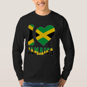 I Love Jamaica I Love Kingston Jamaica Flag Heart T-Shirt